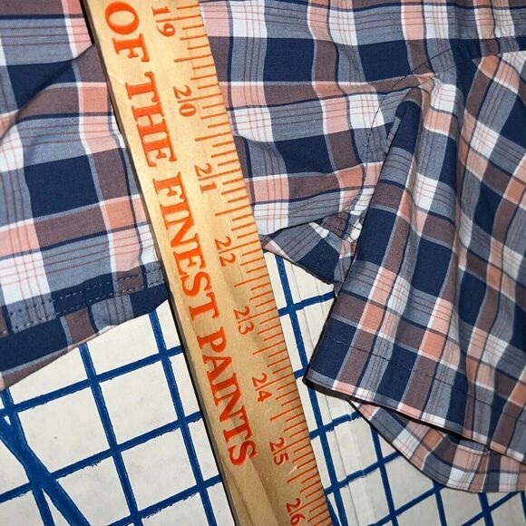 Patagonia Plaid Shirt Men's Size Large Blue Orange Short Sleeve Organic Cotton - Picture 7 of 7